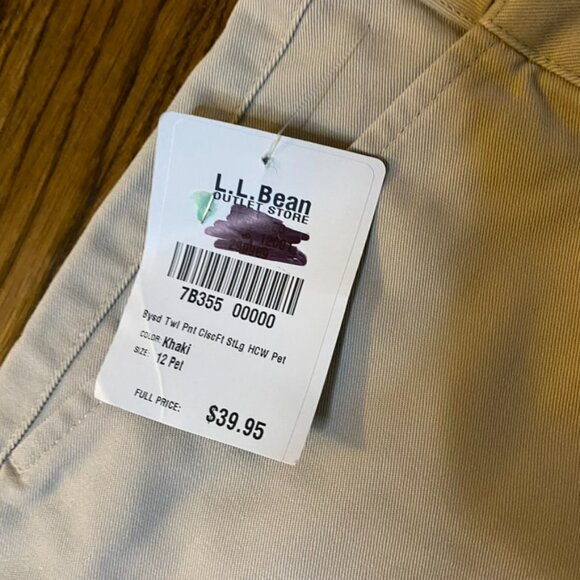 (2) pair L.L. Bean Classic Fit Chino Pants black and khaki size 12P NWT women's - Picture 2 of 16